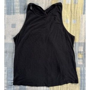 Bebe Women's Black Drawstring Short Sleeve Back Strap Tank Top Medium